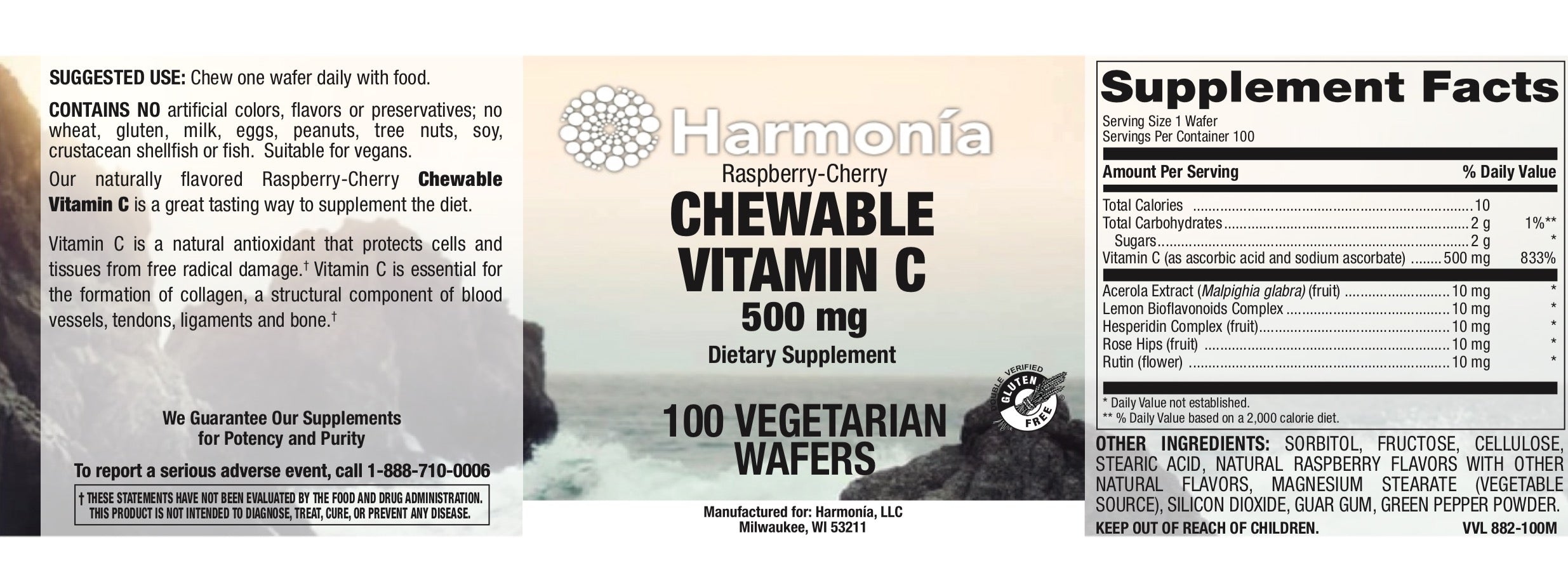 Chewable Vitamin C (Sweet & Tart Raspberry-Cherry) 500mg